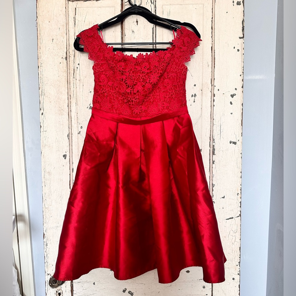 Maniju Lace Appliqué Fit and Flare Dress